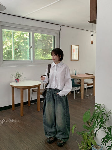 Yuneu Frill Crop Shirt